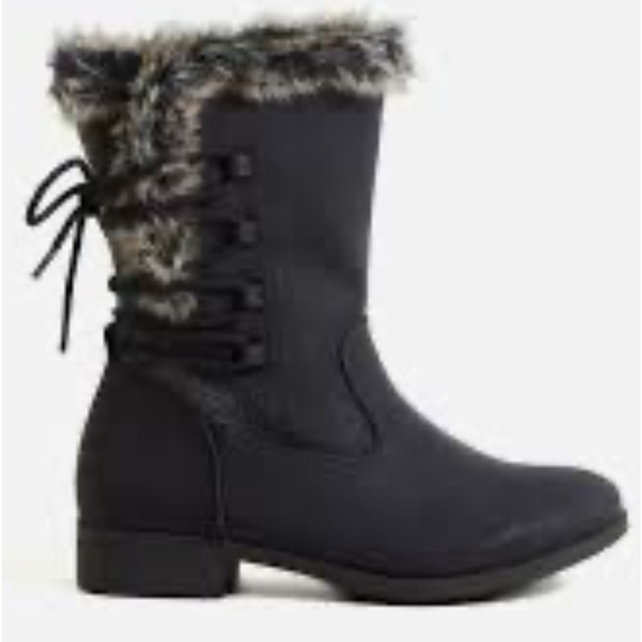 TORRID Foux Fur Trimed Lace -Up WW Boots Booties Women Size 7W Black NEW - Picture 16 of 16